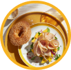 Chicken-Mango-Bagel mit Hähnchen mit Curry