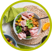 Avocado-Protein-Bowl mit Schinken hauchzart