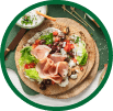 Salat-Wraps mit Schinken ofengegrillt
